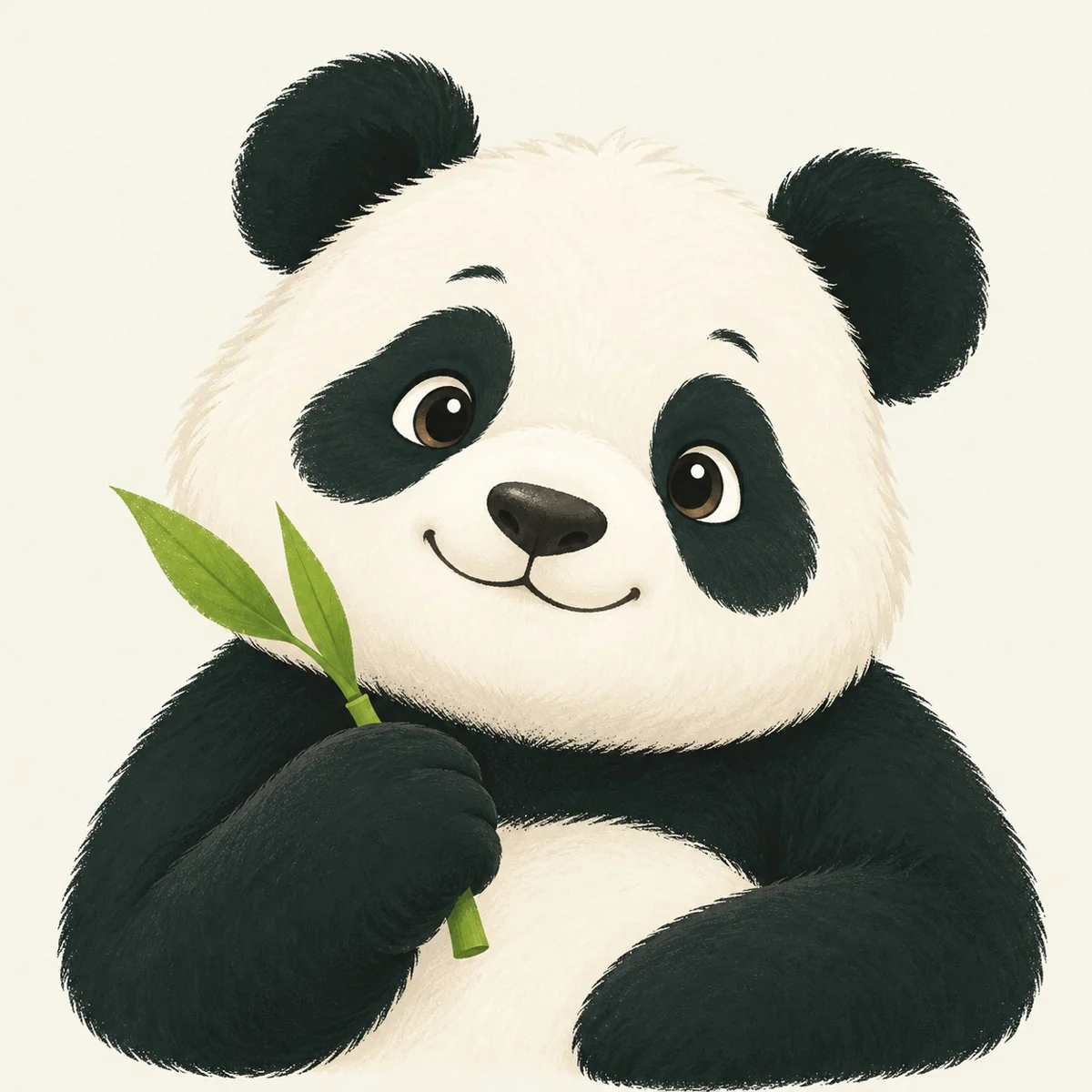 Our friendly PandaPandaGo panda holding a bamboo sprig